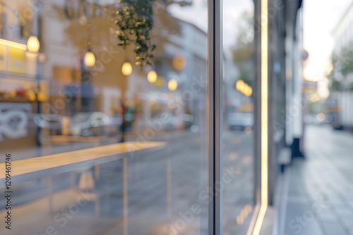 Shop window mockup door windowsill street