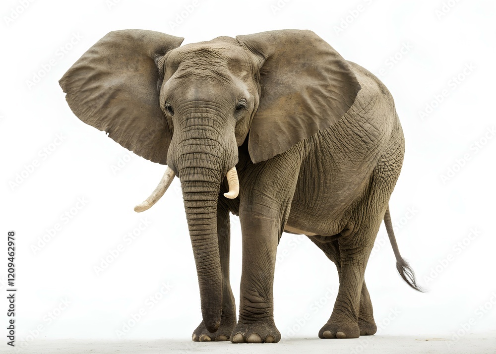 Obraz premium African elephant on white background 
