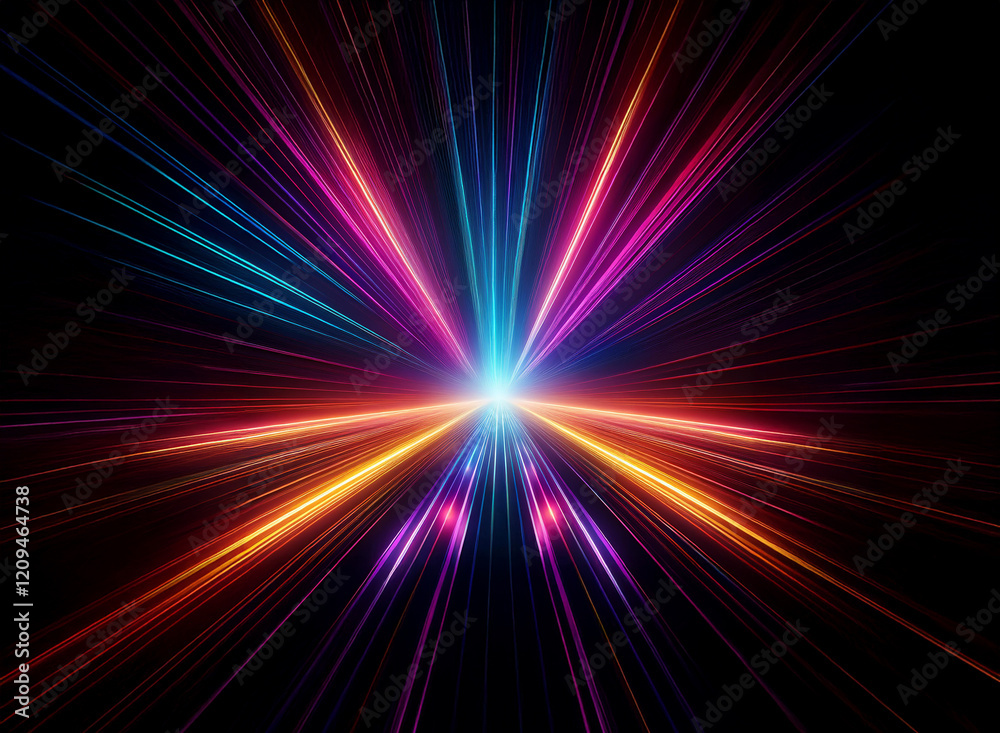 Vibrant, radiating light streaks burst from a central point, creating a dynamic, colorful explosion against a black background. The effect suggests speed and energy. Vibrant, radiating light streaks burst from a central point, creating a dynamic, colorful explosion against a black background. The effect suggests speed and energy.