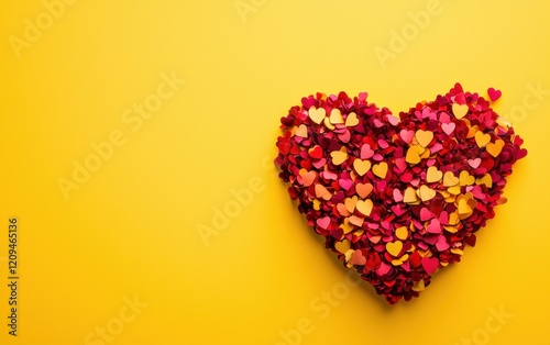Saint Valentines Day and 8 march womans day heart on bright yellow background