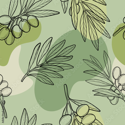 Vector pattern with olive branches