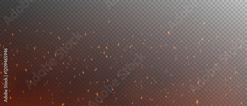 Flame effect PNG. Fire sparks on transparent background. Burning red hot sparks realistic fire flames. Flying up sparks, burning fire particles with smoke texture. Realistic flame effect.