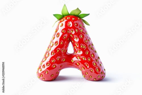 Letter A designed with strawberry texture isolated on white background