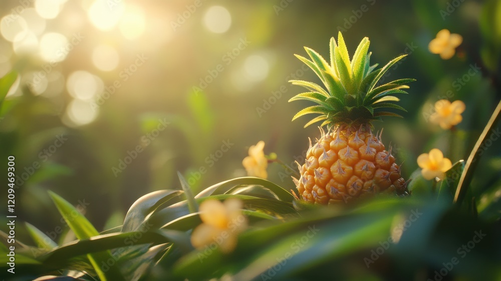 Baby pineapple growing. Generative AI Baby pineapple growing. Generative AI