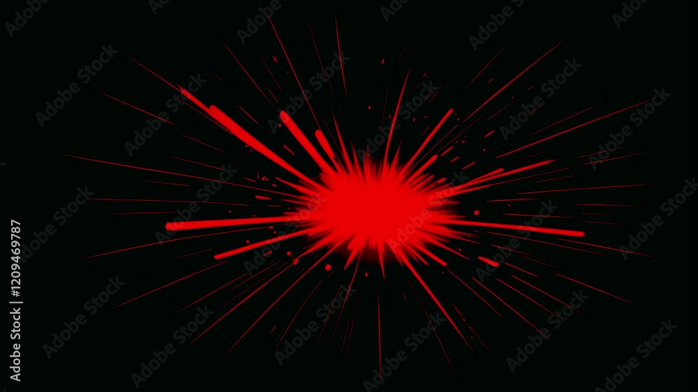 Red animated stop-motion flash on black screen background