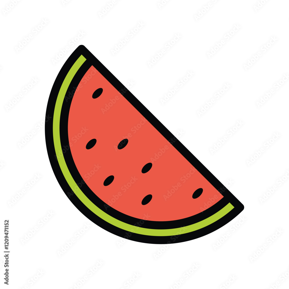 Slice of Watermelon Vector Illustration: Isolated on White Background Slice of Watermelon Vector Illustration: Isolated on White Background