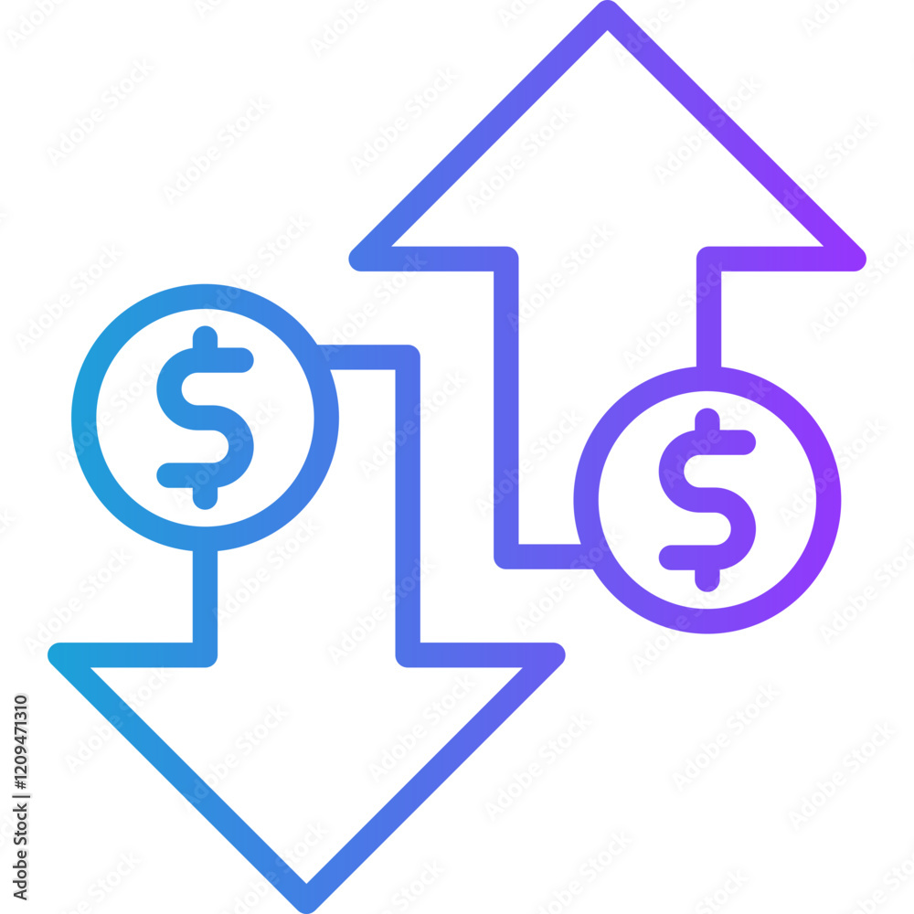 Volatility line gradient icon Volatility line gradient icon