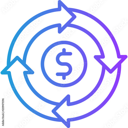 Cash Flow line gradient icon