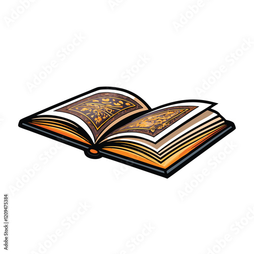 A stylized illustration of a book with open pages,  floating in the air with a vintage feel. The book should be a focal point in a bookstore setting.