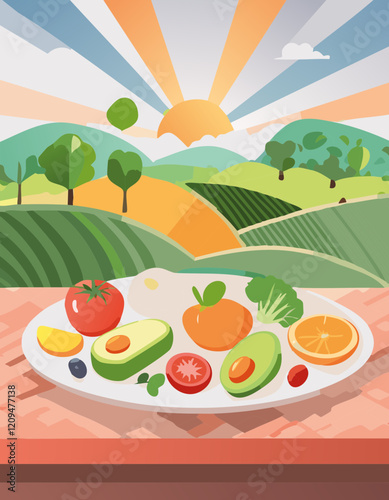 balanced diet plate with protein, carbs, and vegetables