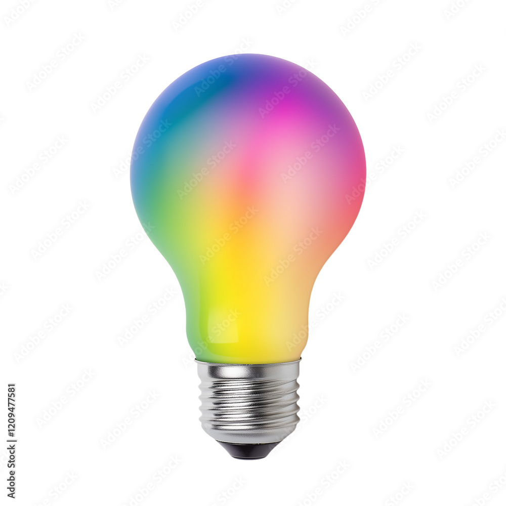 A rainbow matte light bulb on a white background A rainbow matte light bulb on a white background