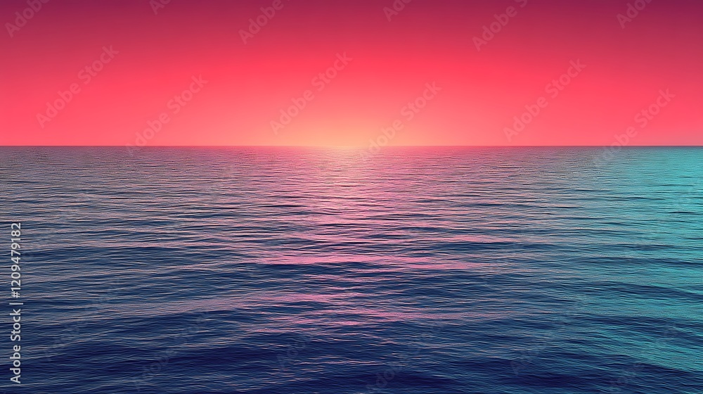 Obraz premium Pink Sunset Over Calm Ocean Waves