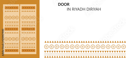 old heritage traditional door with pattern in Saudi Arabia, Riyadh diriyah (adjustable stroke)