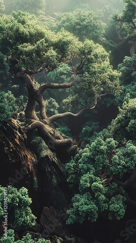Enchanted Forest: A Serene Landscape of Ancient Trees