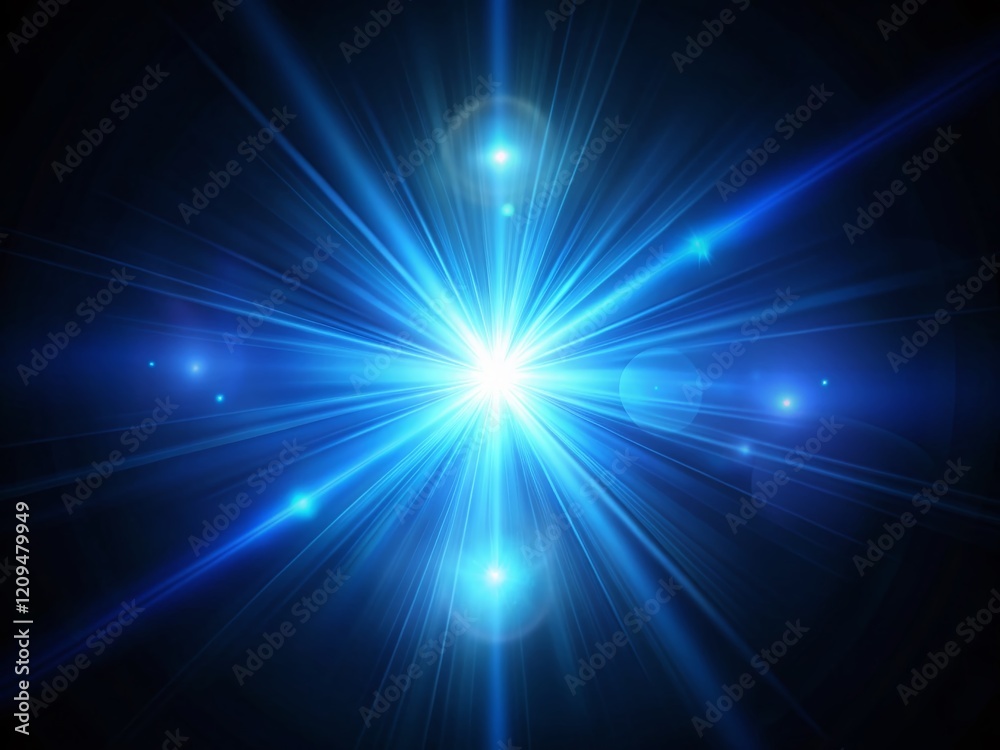 Abstract Blue Lens Flare Glow Light Effect on Black Background - Stock Photo Abstract Blue Lens Flare Glow Light Effect on Black Background - Stock Photo