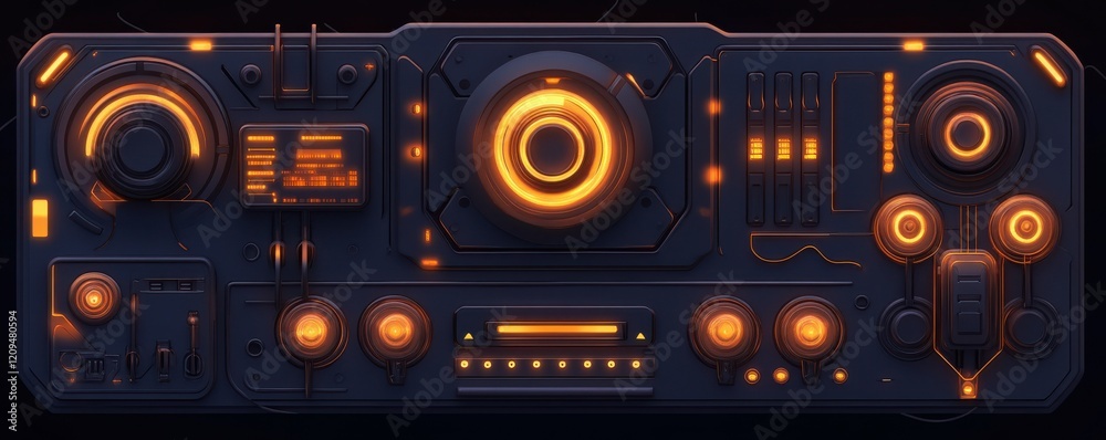 Fototapeta premium Modern tech interface with glowing buttons and futuristic design.