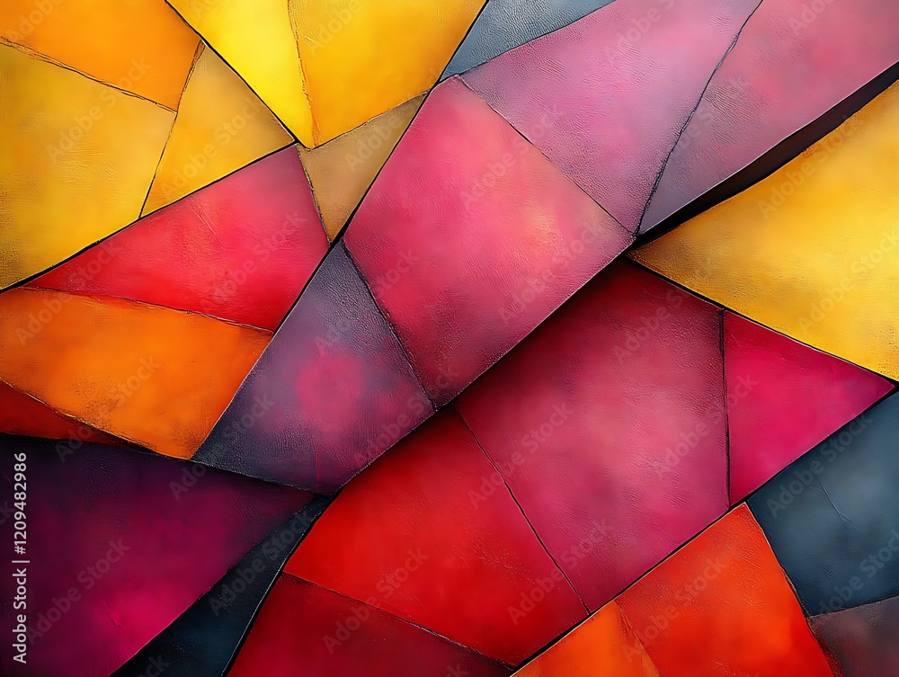 Fototapeta premium Abstract geometric shapes in warm colors.
