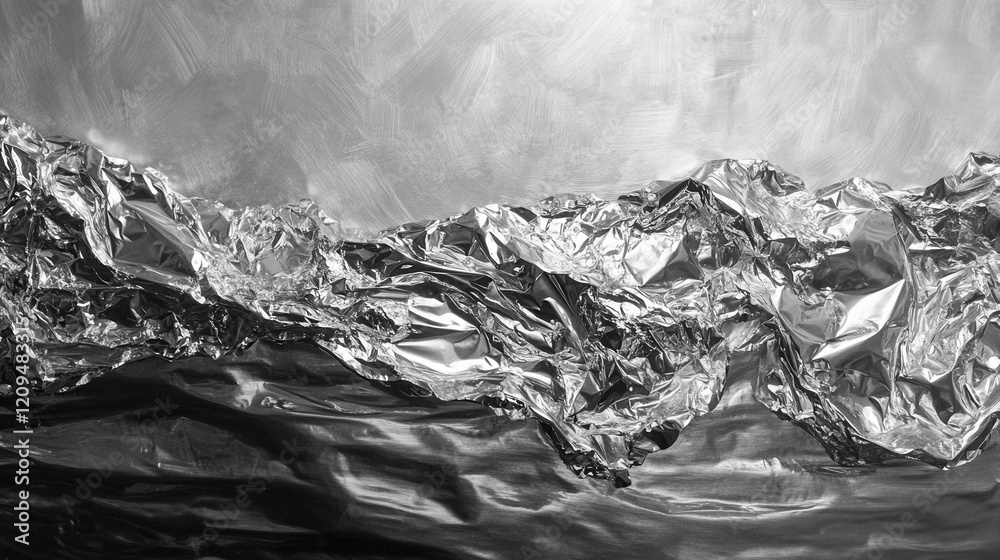 Crumpled aluminum foil texture. Generative AI Crumpled aluminum foil texture. Generative AI