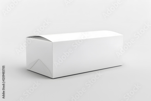 Package box illustration mockup template, isolated on white, clean design, high contrast, soft shadows, realistic textures, minimalistic aesthetic. Generative Ai.