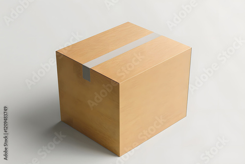 Package box illustration mockup template, isolated on white, clean design, high contrast, soft shadows, realistic textures, minimalistic aesthetic. Generative Ai.