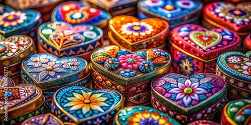 Abstract Heart Ceramic Boxes Pattern Background - Portrait Photography