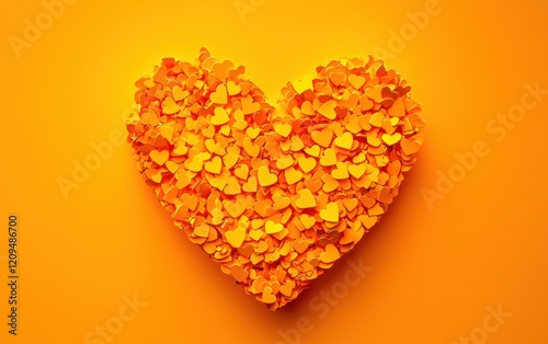 Saint Valentines Day and 8 march womans day heart on bright orange background
