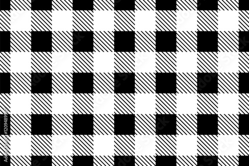 Seamless black and white gingham pattern. Seamless vector gingham black check pattern. Classic black and white seamless shepherds check textile pattern