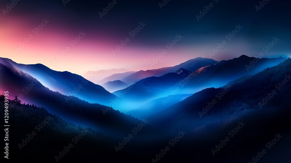 Enigmatic Mountain Range at Dusk Enigmatic Mountain Range at Dusk