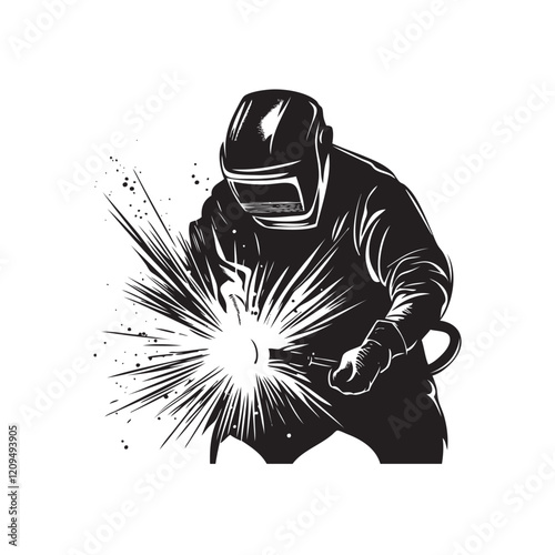 illustration of a welder in action