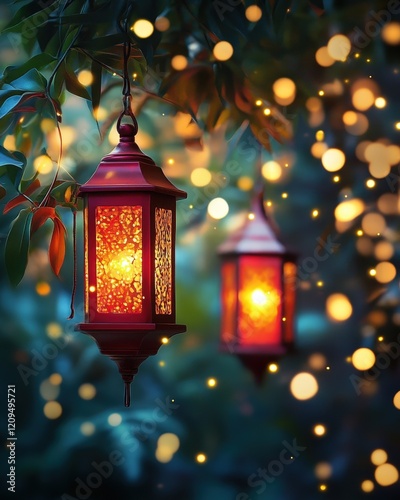 Wallpaper Mural Enchanting Lanterns Illuminating a Magical Night: A Serene Atmosphere with Glowing Bokeh Effects for Nature and Decor Themes Torontodigital.ca