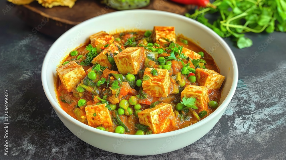 Paneer butter masala in a white bowl Paneer butter masala in a white bowl