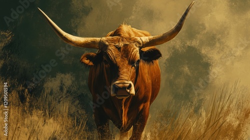 Longhorn steer proud symbol. Generative AI