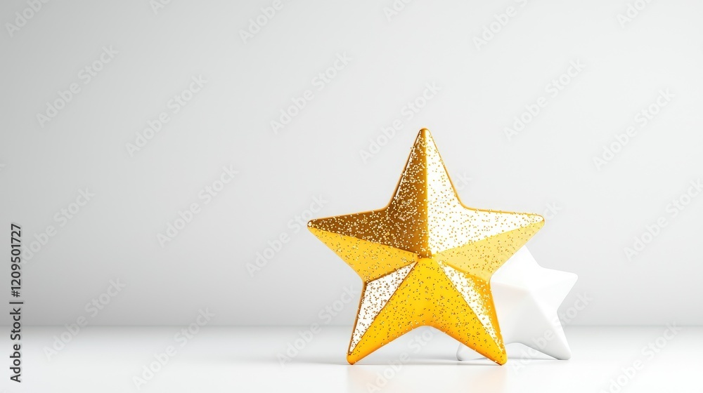Obraz premium Gold and white stars on white background; success concept