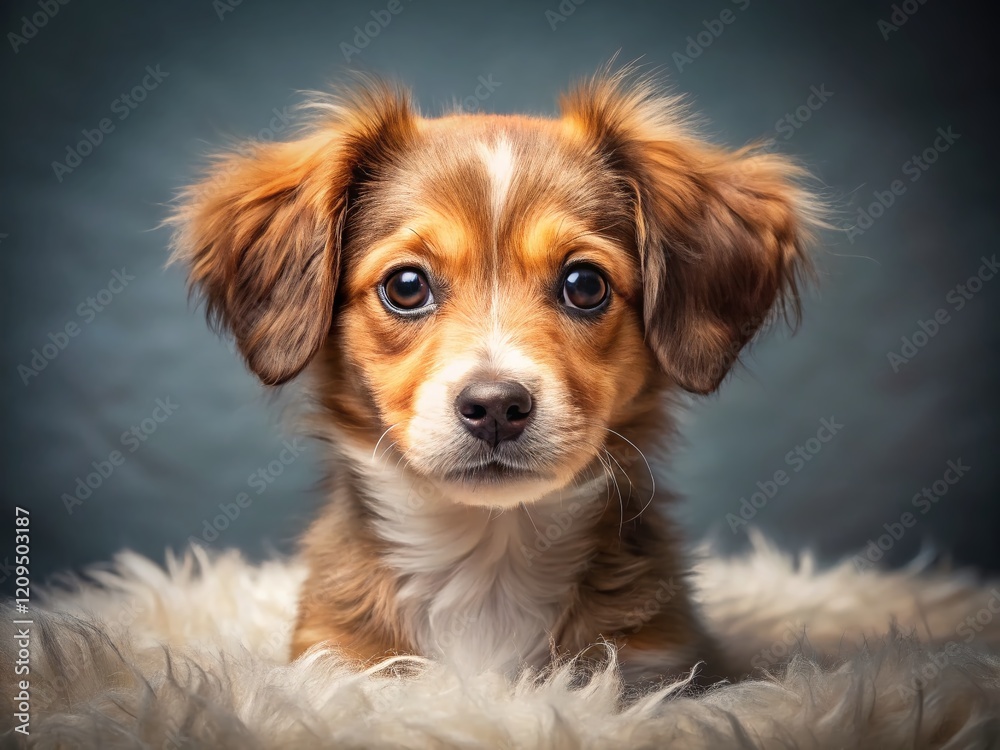 Adorable Mixed Breed Puppy with Big, Expressive Eyes - Portrait Photography Adorable Mixed Breed Puppy with Big, Expressive Eyes - Portrait Photography