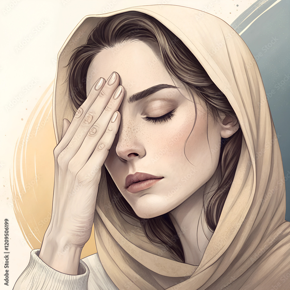 A woman's eyes are covered with a hand