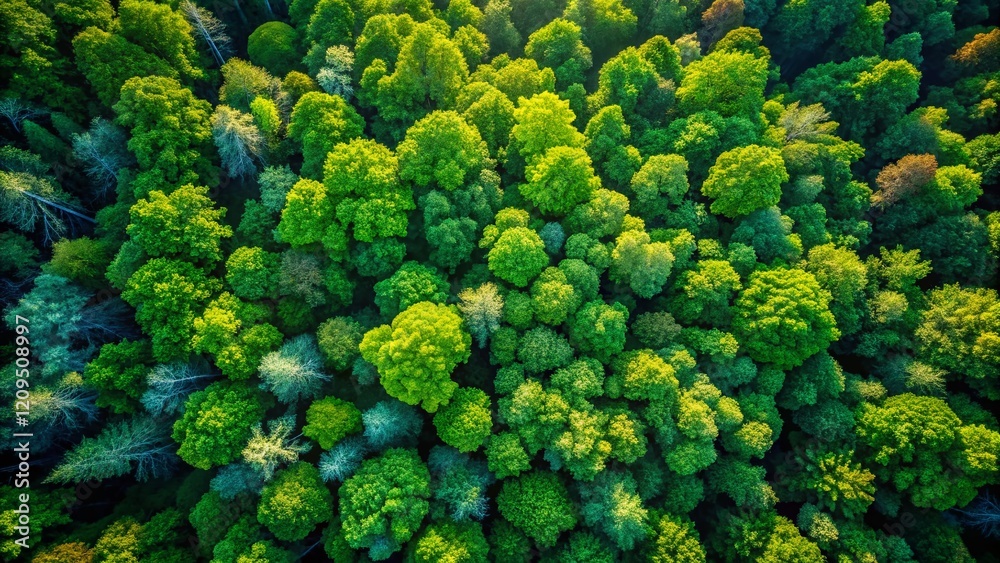 Aerial Drone Photography: Vibrant Green Leaf and Branch Textures Aerial Drone Photography: Vibrant Green Leaf and Branch Textures
