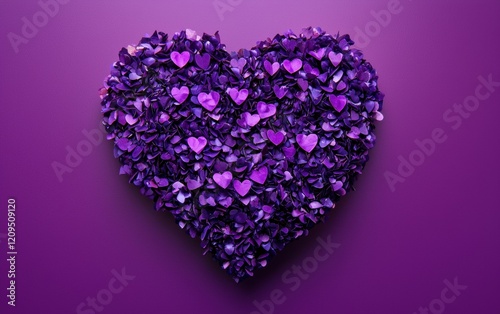 Saint Valentines Day and 8 march womans day heart on bright purple background