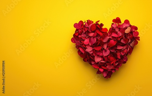 Saint Valentines Day and 8 march womans day heart on bright yellow background