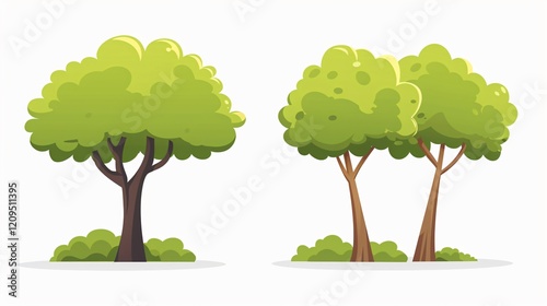 Park Symbol Tree Icon Small Growing Plant Cartoon Vector Illustration photo