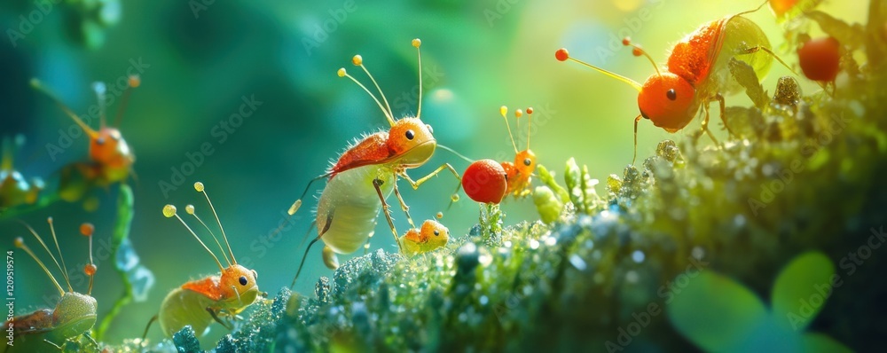A microscopic world teeming with life, revealing the intricate beauty of nature's smallest creatures. A microscopic world teeming with life, revealing the intricate beauty of nature's smallest creatures.