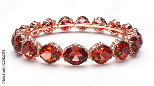 An oval-shaped bangle bracelet made of topaz gemstones, set against a white background with a detailed and intricate design, a symmetrical arrangement, and an elegant appearance. 