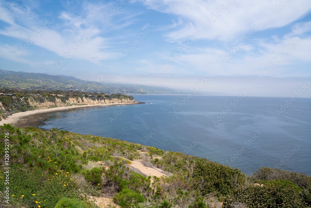 Malibu coastline panorama with clear skies. Malibu coastline panorama with clear skies.