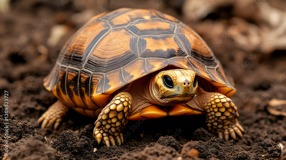 Obraz premium Yellow-footed Tortoise in the Wild, turtle, reptile, wildlife, wild animal, nature