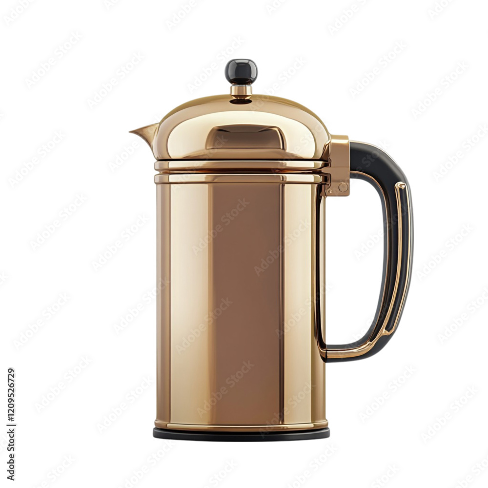 Obraz premium Elegant Gold French Press Coffee Maker Stylish Kitchenware