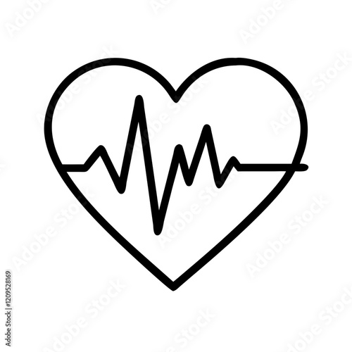 A heart shape with a pulse or ECG line running through it, symbolizing cardiology or health monitoring.




