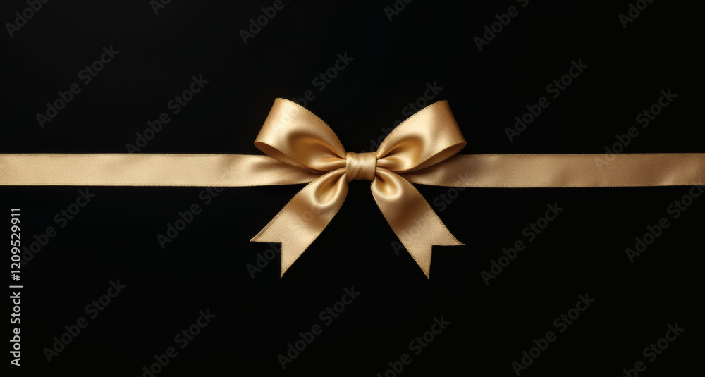 gold satin ribbon tied with a bow on a black background. Bow on black background gold satin ribbon tied with a bow on a black background. Bow on black background