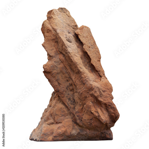 A jagged piece of volcanic rock isolated on a white background.