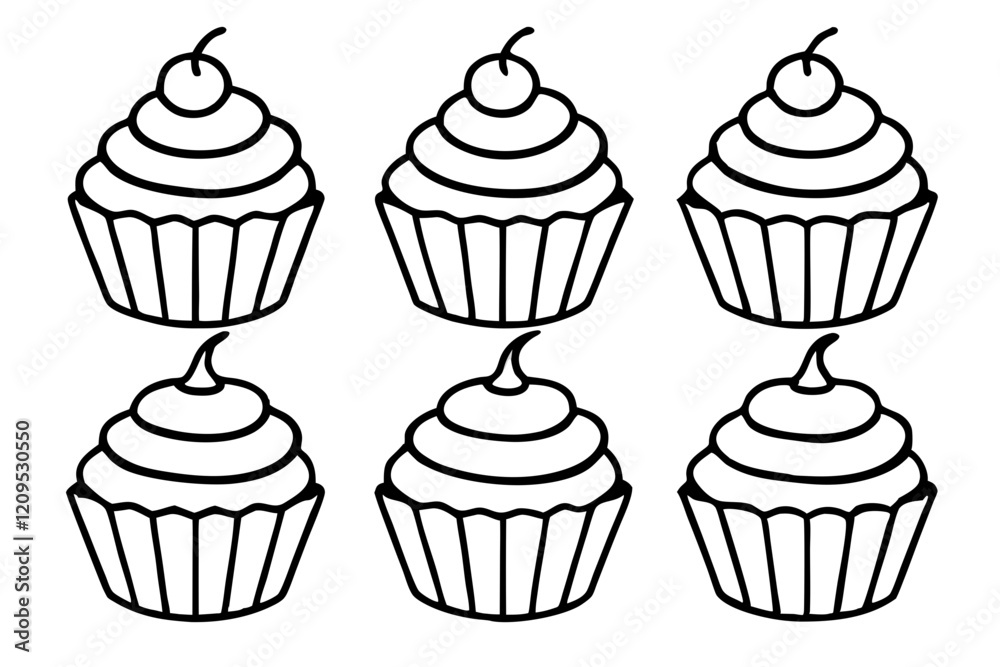 Cupcake Line Art Set for Print & Digital Cupcake Line Art Set for Print & Digital