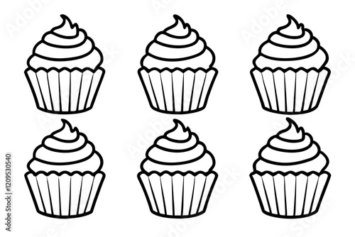 Cupcake Line Art Set for Print & Digital