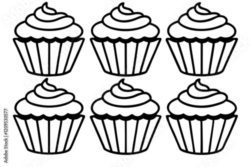 Cupcake Line Art Set for Print & Digital